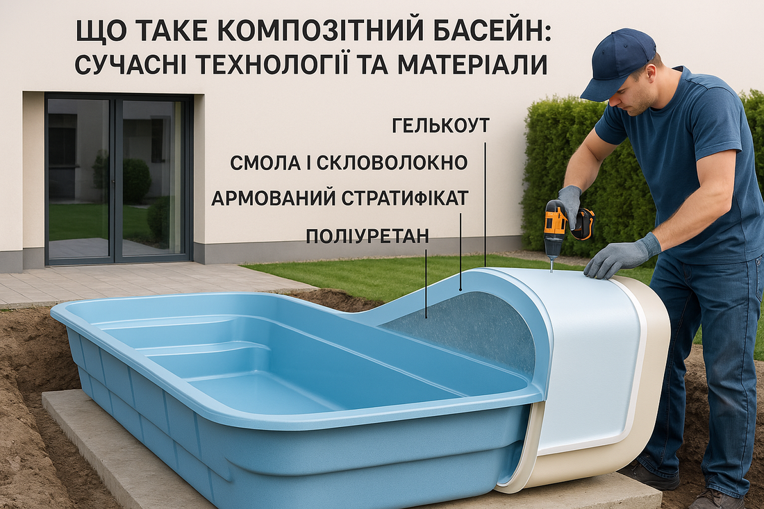 Композитний басейн Arzon — міцна монолітна чаша з сучасних матеріалів для швидкого монтажу та довговічності.