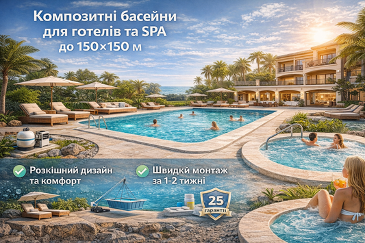 Композитні басейни для готелів та SPA до 150×150 м