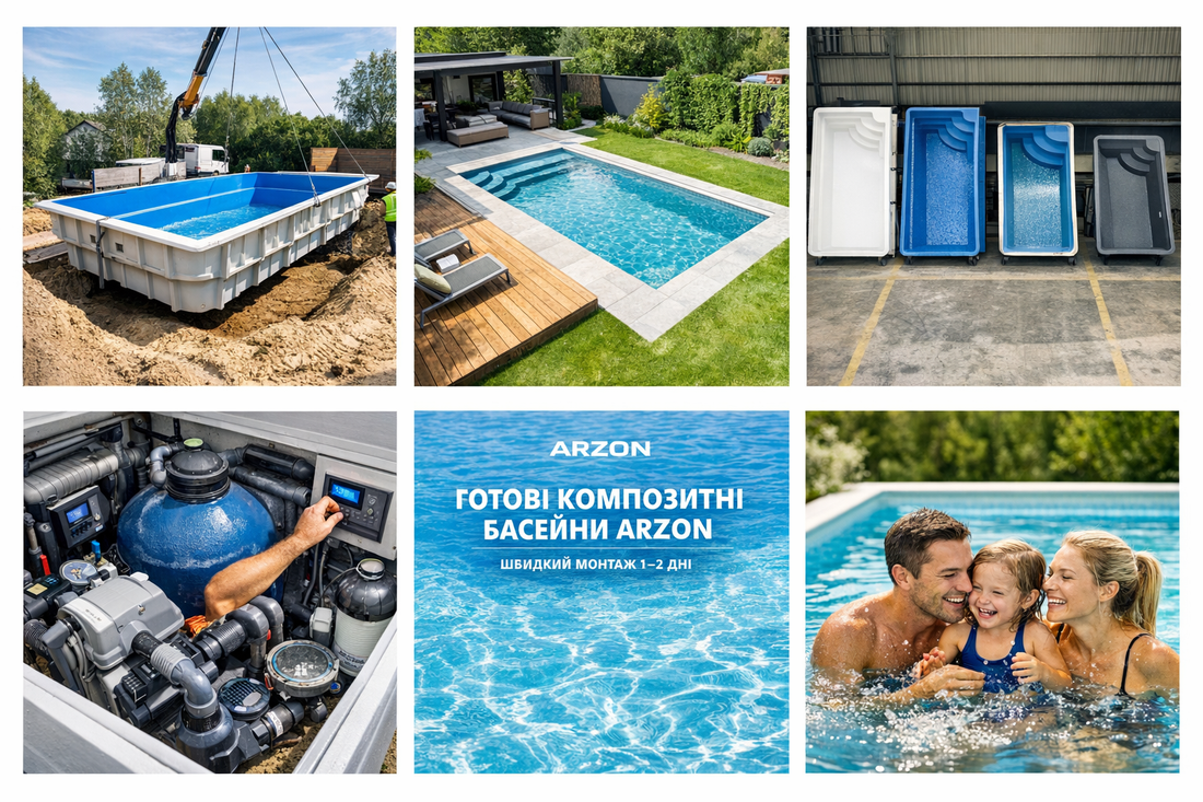 Готові композитні басейни ARZON — моделі, ціна та монтаж під ключ