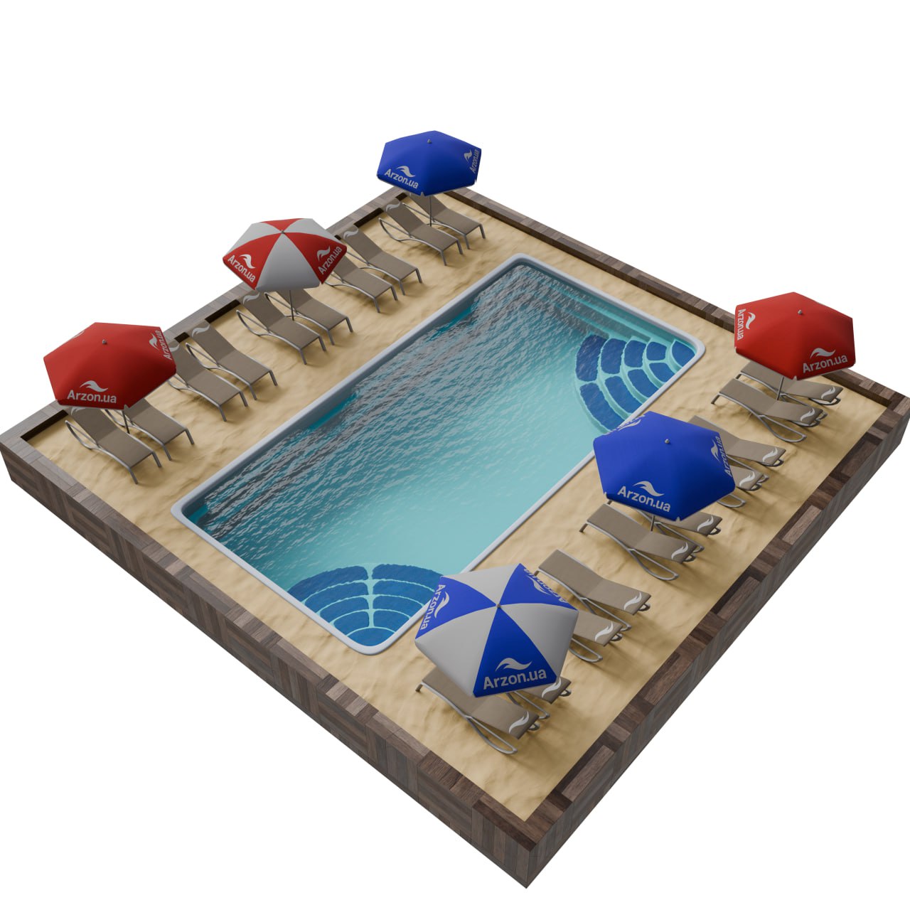 Комерційний композитний басейн ARZON 5×10 м
