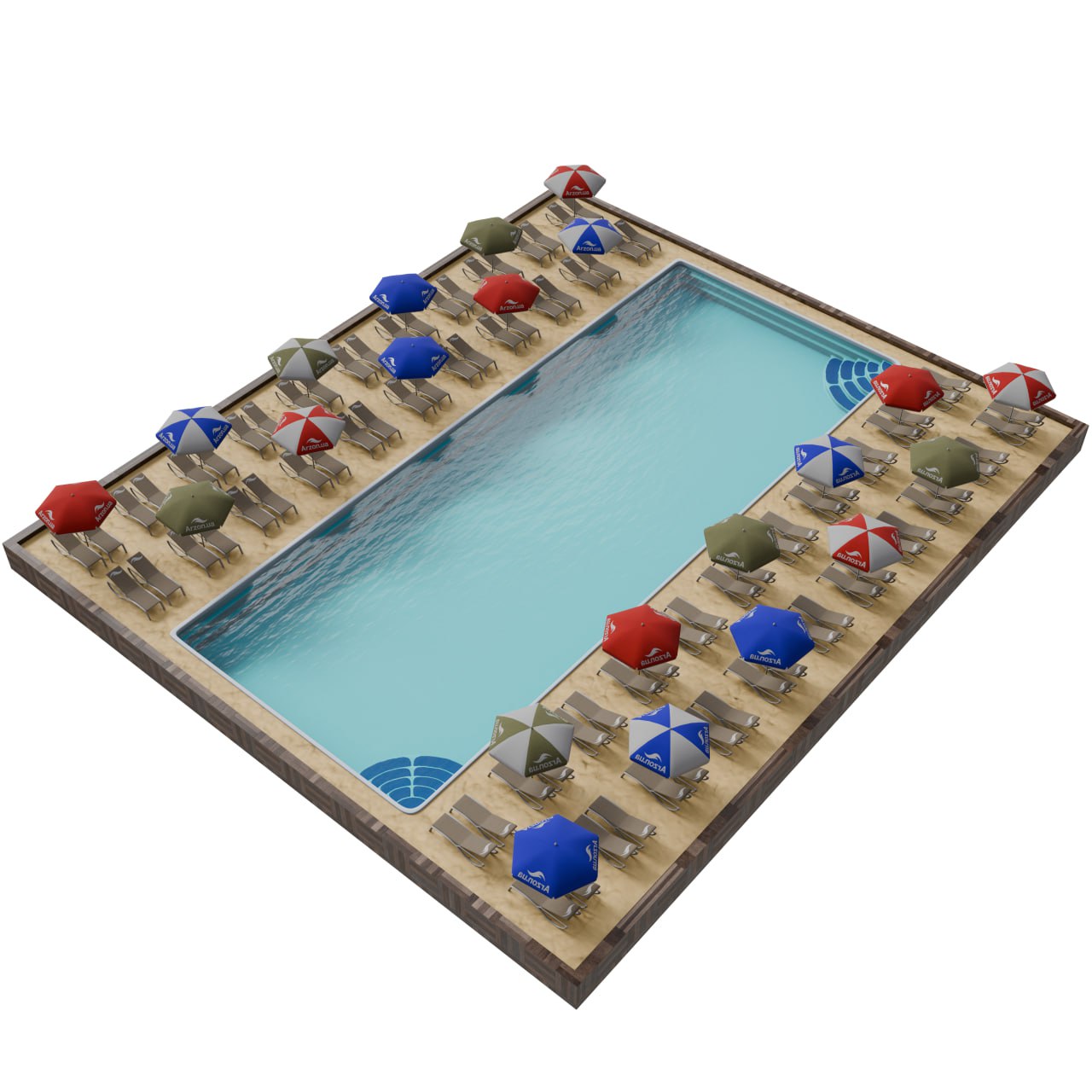 Комерційний композитний басейн ARZON 10×25 м